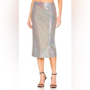 Dodo Bar Or Alexa Skirt disco midi Light Silver 42 US 10